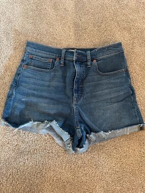 Madewell High-Rise Frayed Hem Denim Cutoff Shorts - Dark Blue
